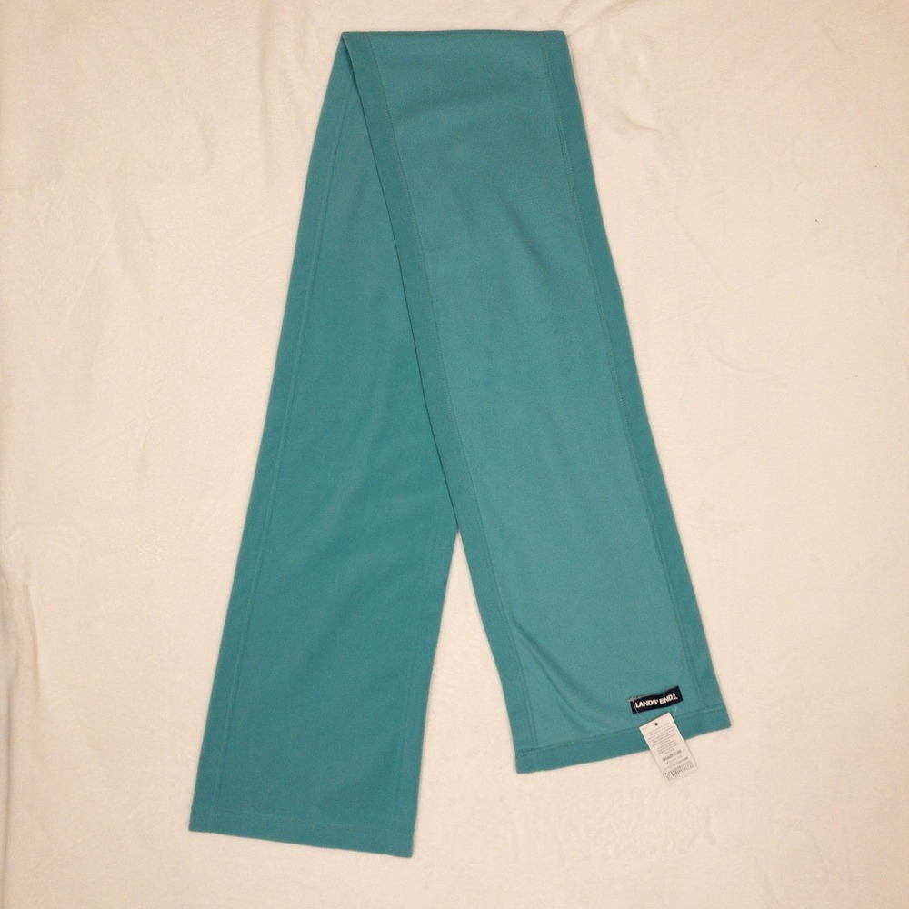 Lands End Any Weather Fleece Scarf Teal Blue Soft Winter Warm Accessory Wrap